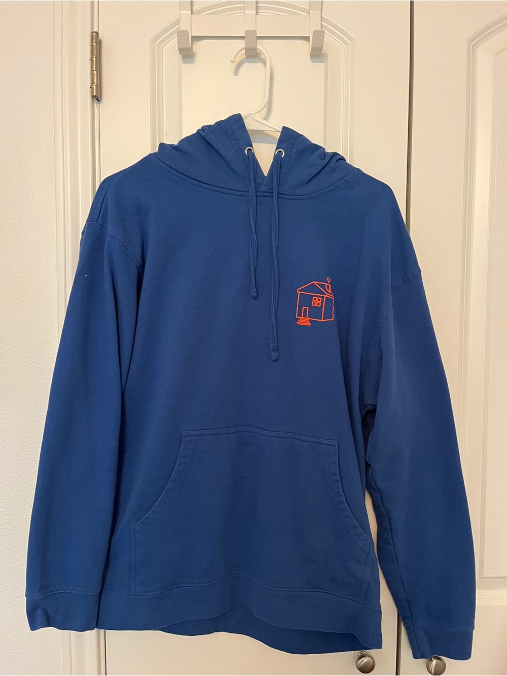 Harry Styles Love On Tour Blue Hoodie with Small Orange House Graphic
